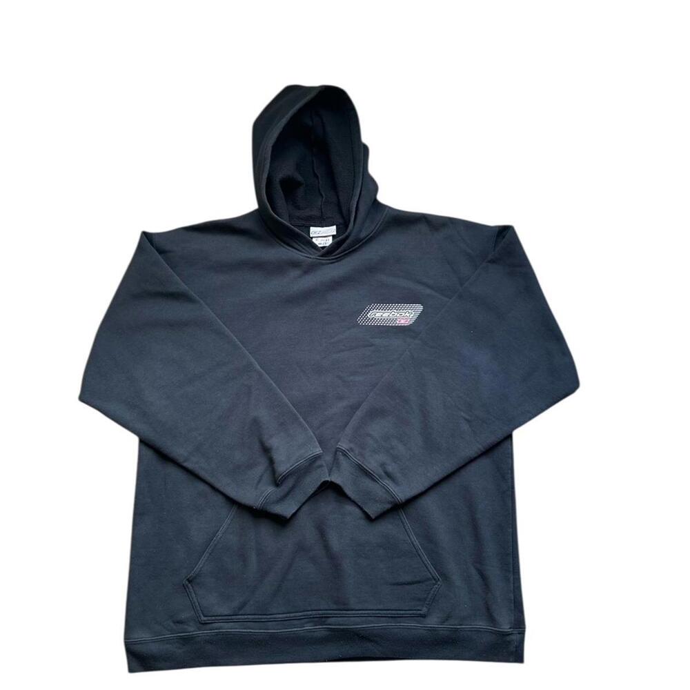 VTG Reebok Hoodie Sweatshirt Mens L Black Logo 90s Pullover Y2K Streetwear